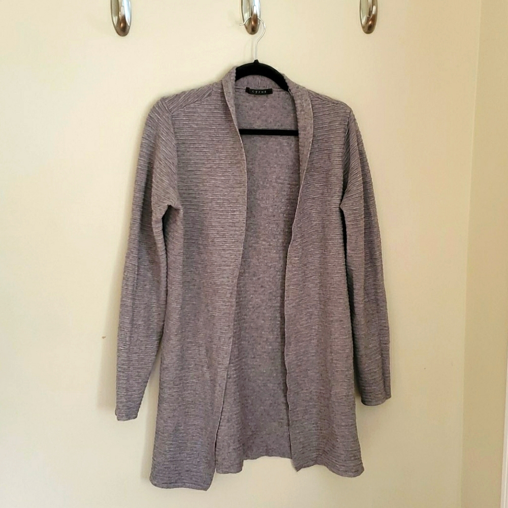 CYRUS Long Ribbed Open Cardigan